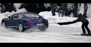 Снежен екшън: Bentley Continental GT 4×4 и ски шампион (видео)